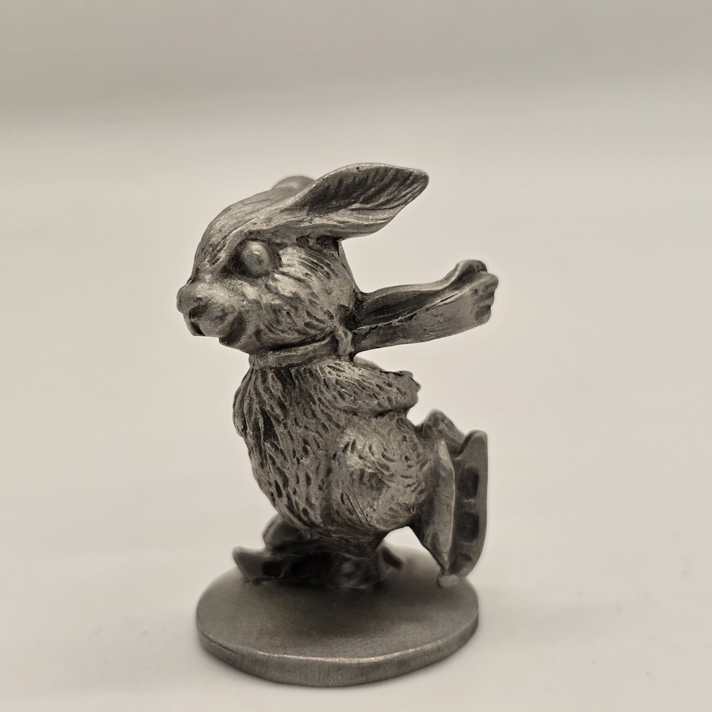 Vintage‎ 1980 Hudson Pewter Bunny Rabbit on Ice Skates Figurine Miniature